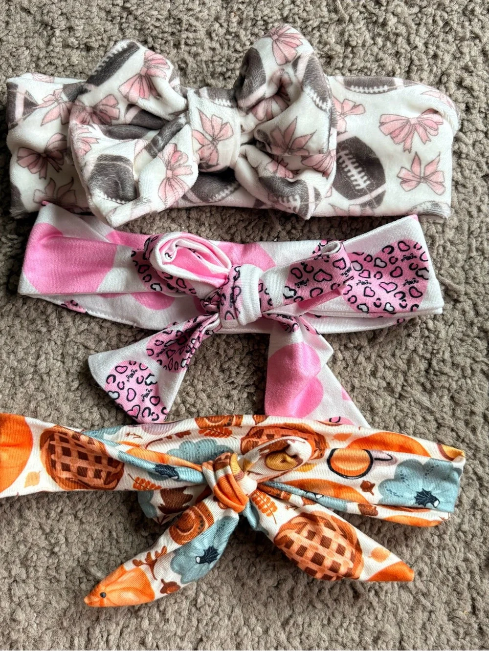 Baby Girls Bow Headband Set - Pink, White, Gray, Orange Patterned Styles
